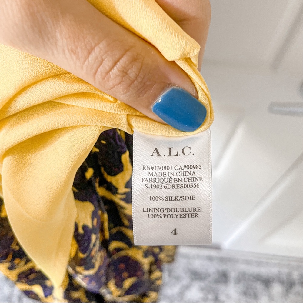 A.L.C. Valencia Dress Yellow Midi Silk - Picture 7 of 8